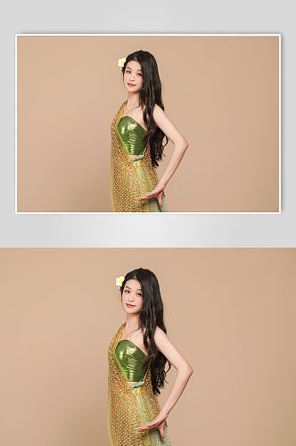 泰国云南傣族少数民族少女服饰摄影图片