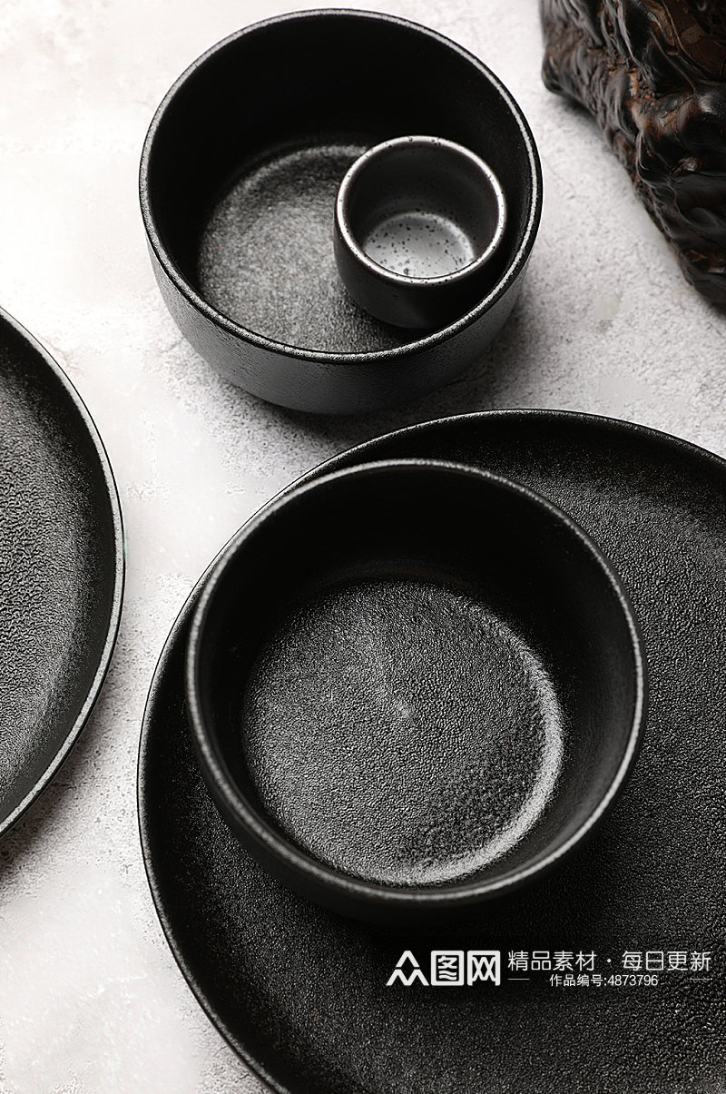 日式复古磨砂陶瓷碗沙拉碗摄影图片素材