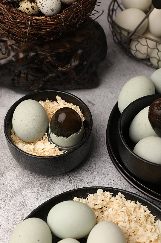 皮蛋松花蛋鹌鹑蛋蛋类食品鸟巢摄影图片