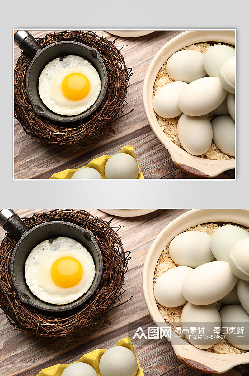煎蛋碗装新鲜营养健康鸭蛋蛋类食品摄影图片素材