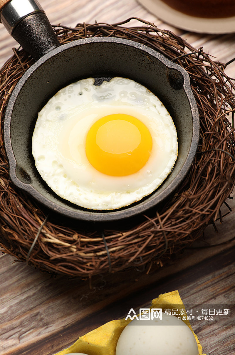 小煎锅美味早餐营养煎蛋蛋类食品摄影图片素材