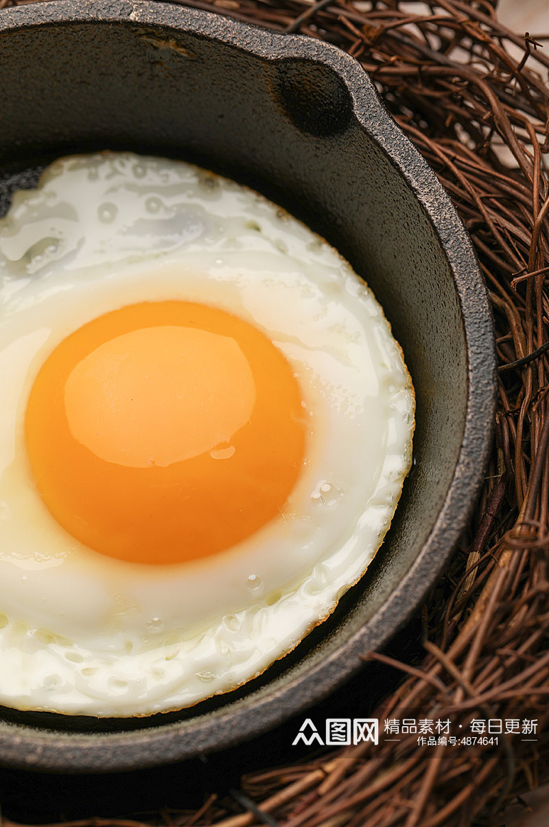 小煎锅美味早餐营养煎蛋蛋类食品摄影图片素材