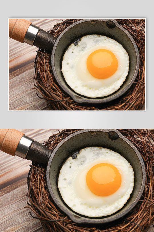 小煎锅美味早餐营养煎蛋蛋类食品摄影图片