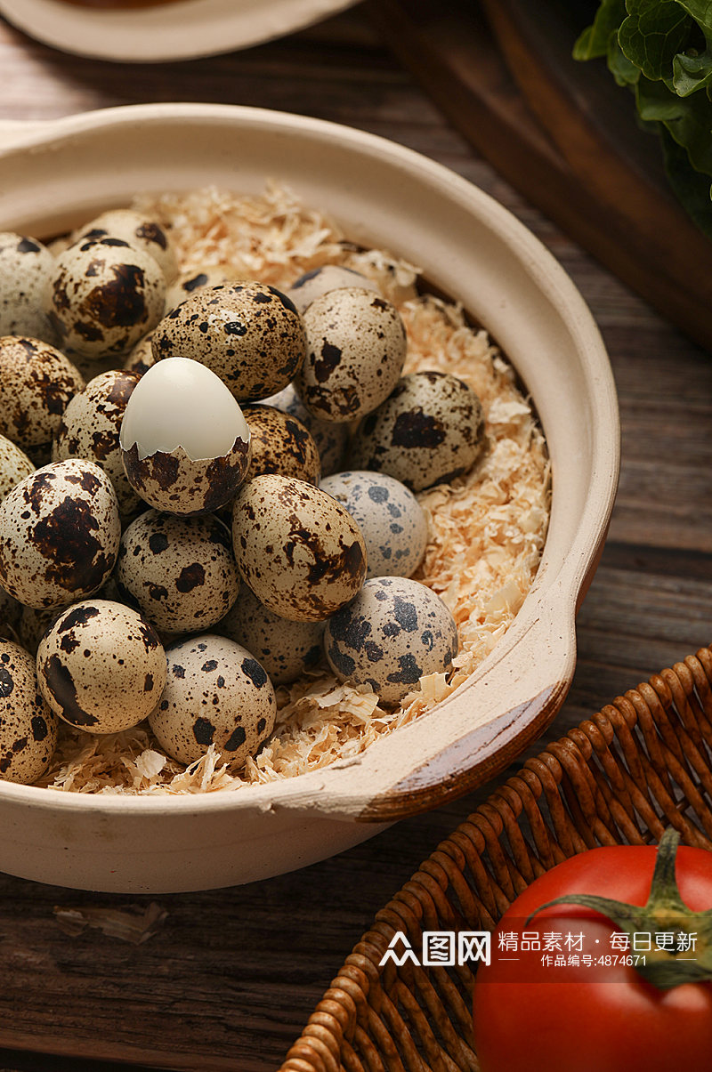 棕褐色斑点鹌鹑蛋食品蛋类食品摄影图片素材