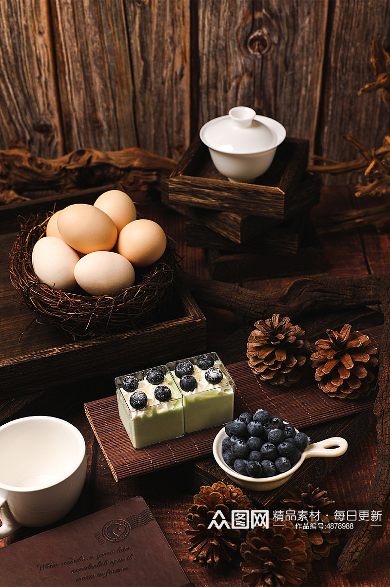 极简鸡蛋蓝莓蛋糕甜品美食摄影图片素材