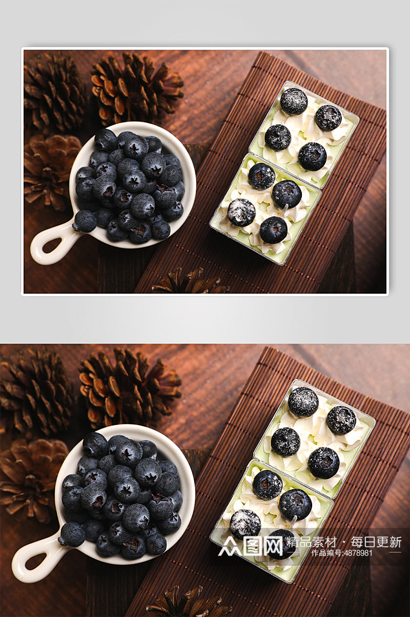 简约大气蓝莓蛋糕甜品美食摄影图片素材