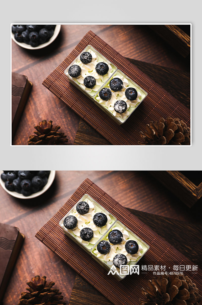 简约鸡蛋蓝莓蛋糕甜品美食摄影图片素材