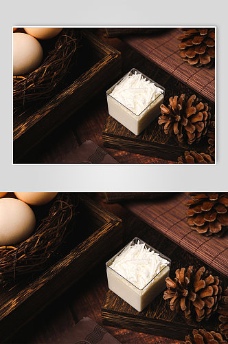 清新酸奶小格蛋糕甜品美食摄影图片