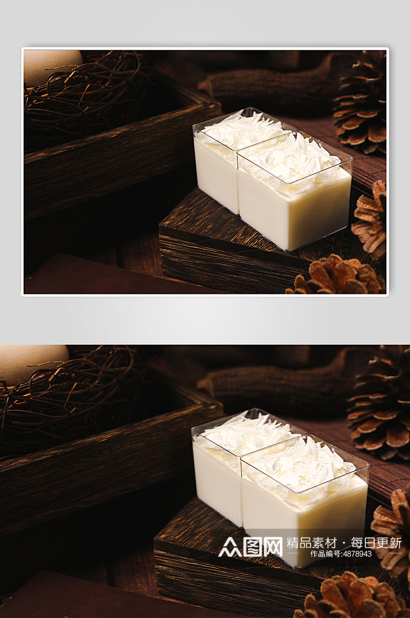 极简酸奶小格蛋糕甜品美食摄影图片素材