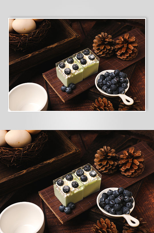 简约蓝莓蛋糕甜品美食摄影图片