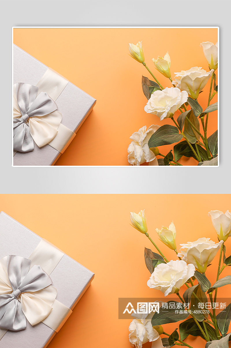 极简奶白色康乃馨母亲节物品摄影图片素材