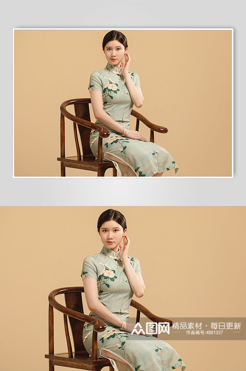 中国风女神节优雅旗袍淑女人物摄影图片素材