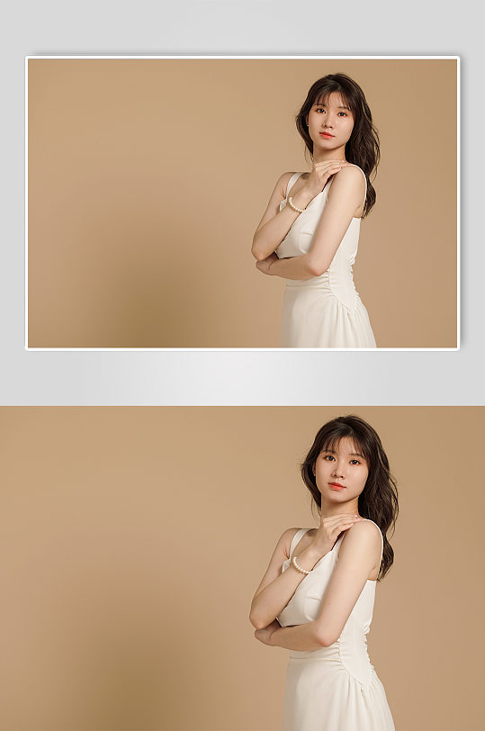 白色长裙优雅淑女名媛女性人物摄影图片-众图网