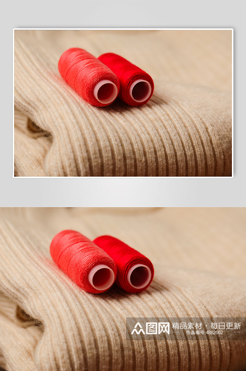 极简毛衣红色绣花线特写母亲节物品摄影图片素材