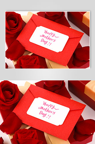极简大气玫瑰贺卡母亲节物品摄影图片