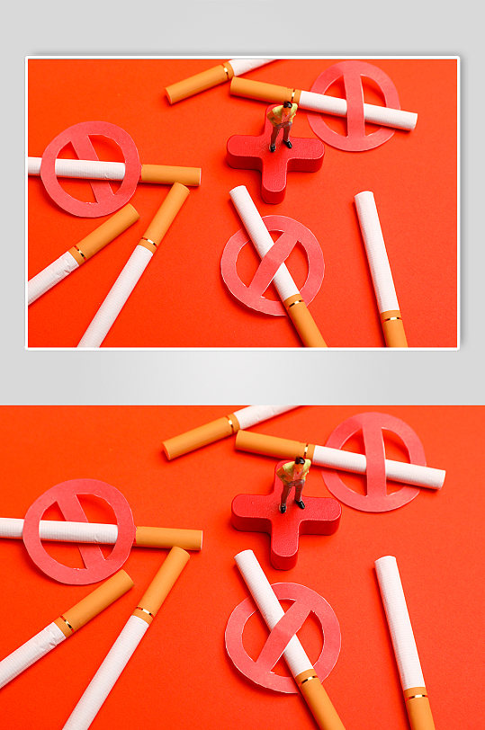 创意微缩小人世界禁烟日无烟日摄影图片
