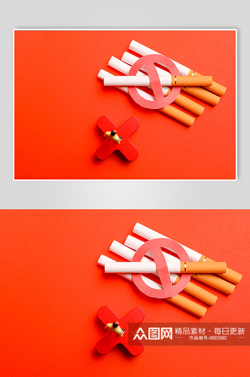 红色创意微缩小人世界禁烟日无烟日摄影图片素材