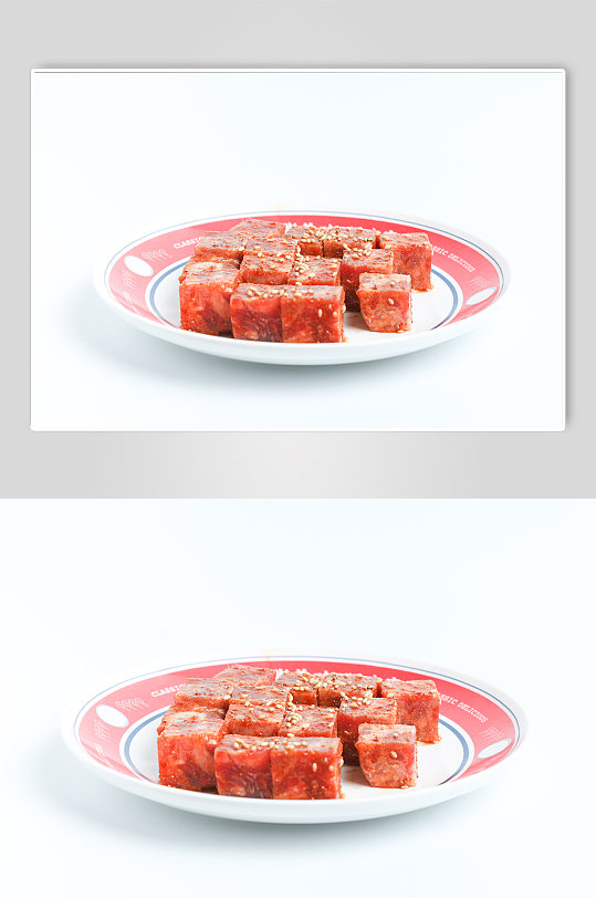 骰子牛肉粒食物美食摄影图片