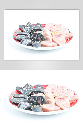 火山石烤肠墨鱼肠食物美食摄影图片