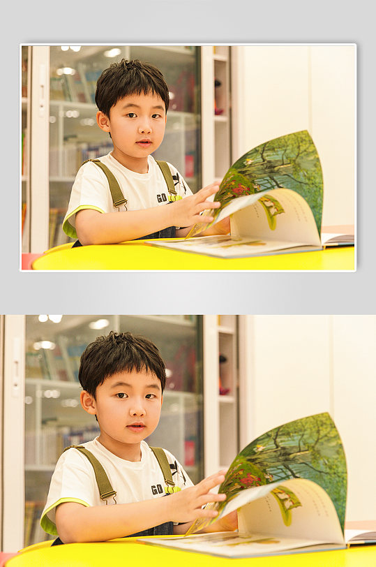 小朋友培训班阅读绘本学习六一儿童节人物摄影图片