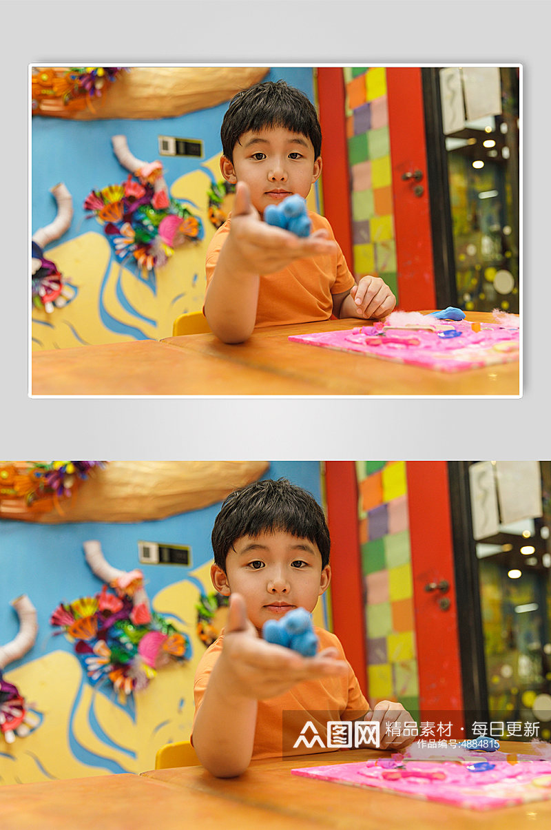 小朋友玩橡皮泥彩泥六一儿童节人物摄影图片素材