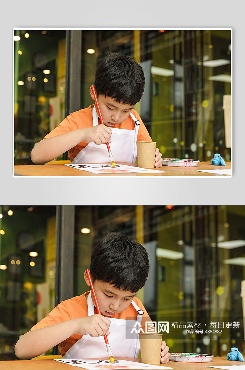 小朋友绘画培训班水彩画六一儿童节人物摄影图片素材