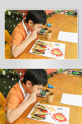 小朋友培训班绘画水彩画六一儿童节人物摄影图片