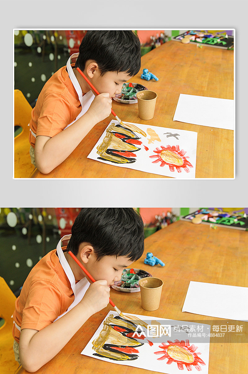 小朋友培训班绘画水彩画六一儿童节人物摄影图片素材