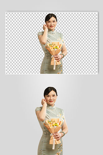 中国风清雅旗袍母亲节人物PNG免抠摄影图