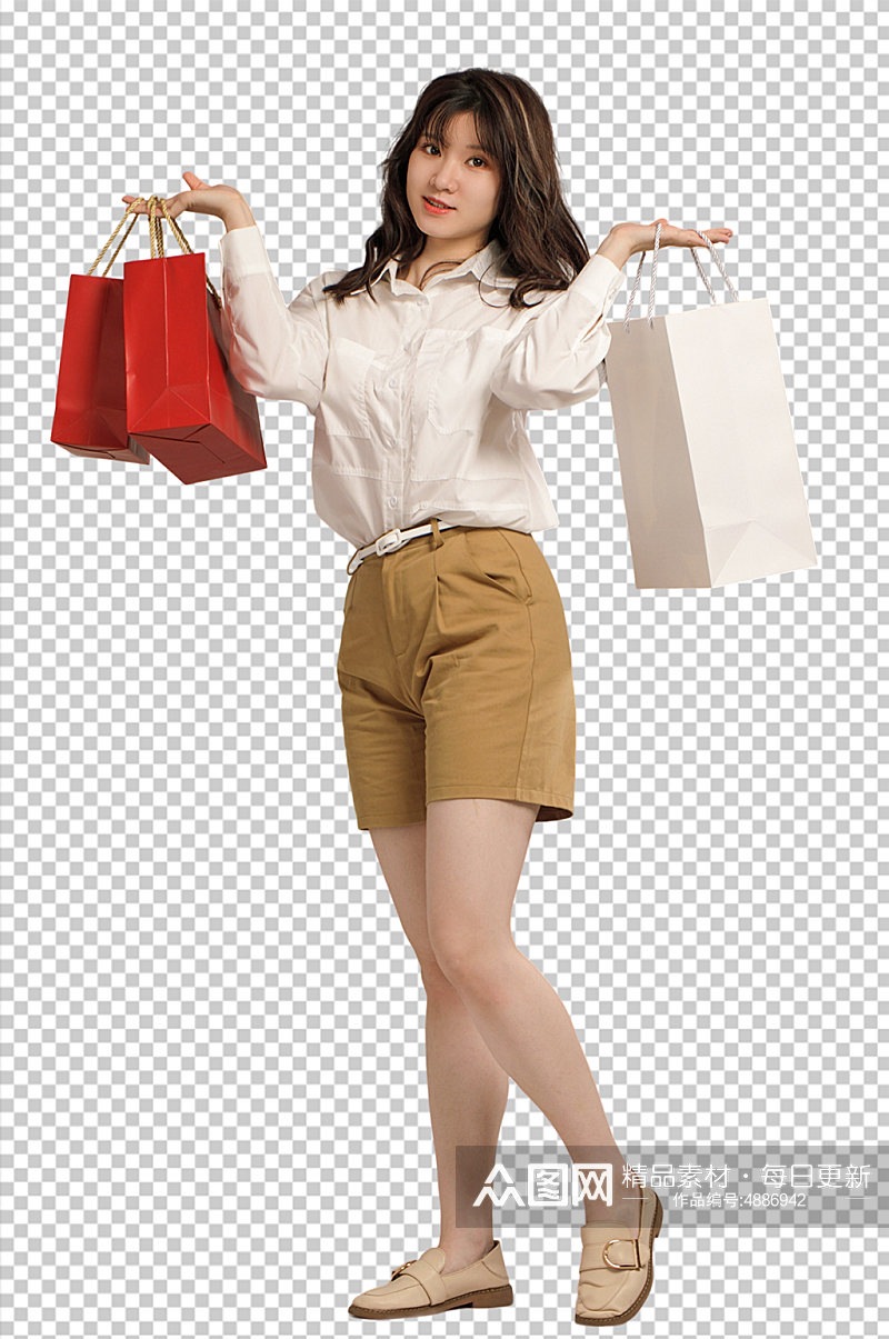 女生商场消费购物PNG免抠摄影图素材