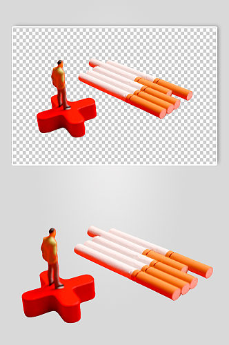 微缩小人世界禁烟日无烟日PNG免抠摄影图