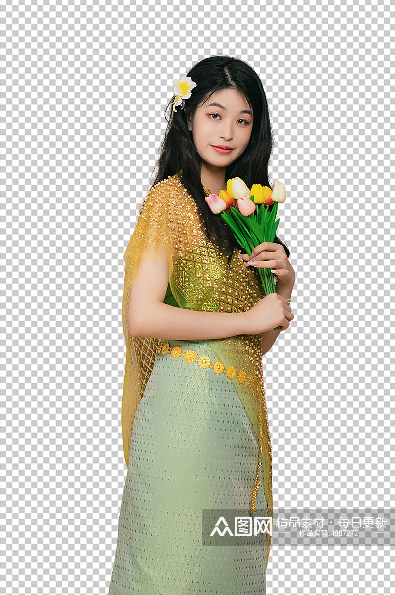 泰国云南傣族少数民族少女PNG免抠摄影图素材