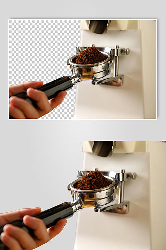 咖啡厅不锈钢压粉器咖啡粉PNG免抠摄影图