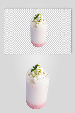 樱花牛乳茶果汁饮料饮品PNG免抠摄影图
