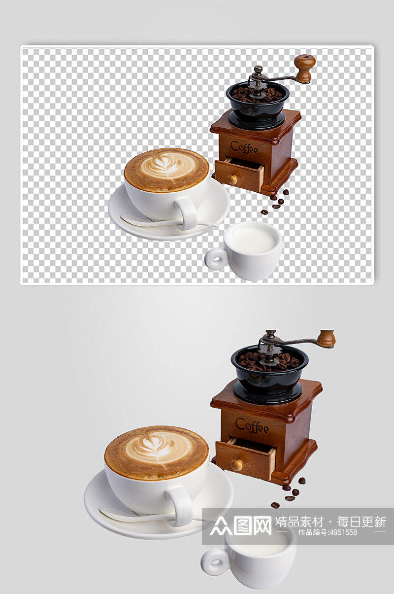 牛奶咖啡咖啡店饮品PNG免抠摄影图素材