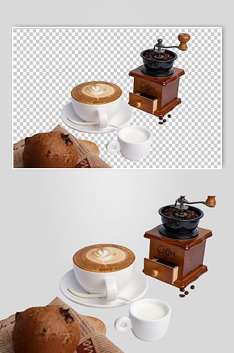 牛奶咖啡咖啡店饮品PNG免抠摄影图