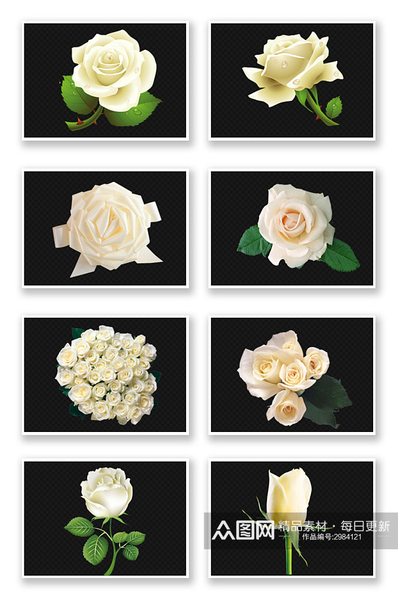 设计素材白玫瑰免扣素材
