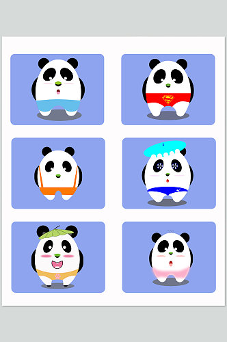可爱卡通搞怪熊猫设计素材