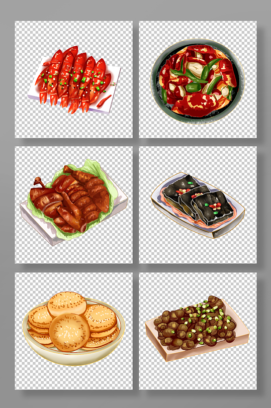 写实手绘长沙特色美食元素插画-众图网