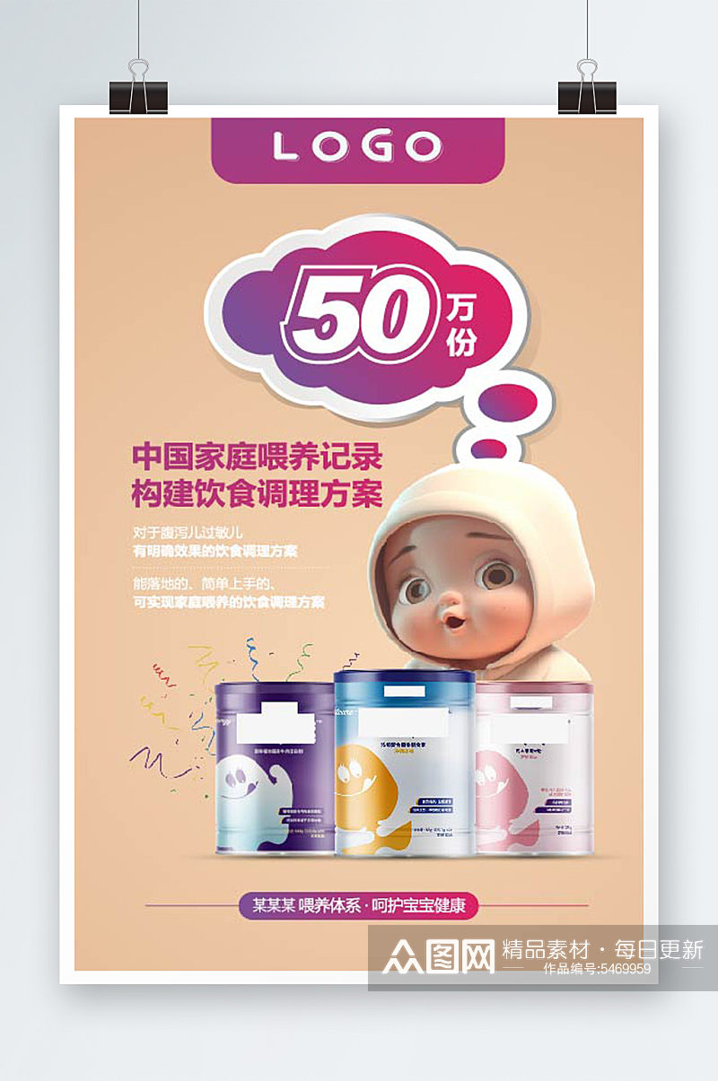婴幼儿卡通奶粉海报平面设计素材