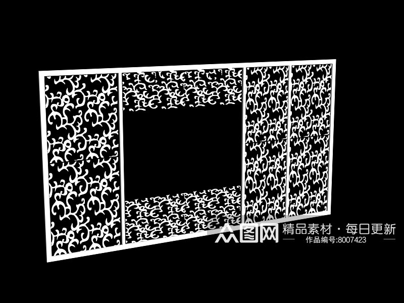 雕花隔断室内设计模型素材