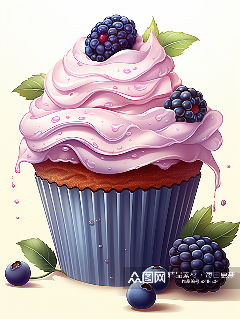 数字艺术蓝莓糕点素材