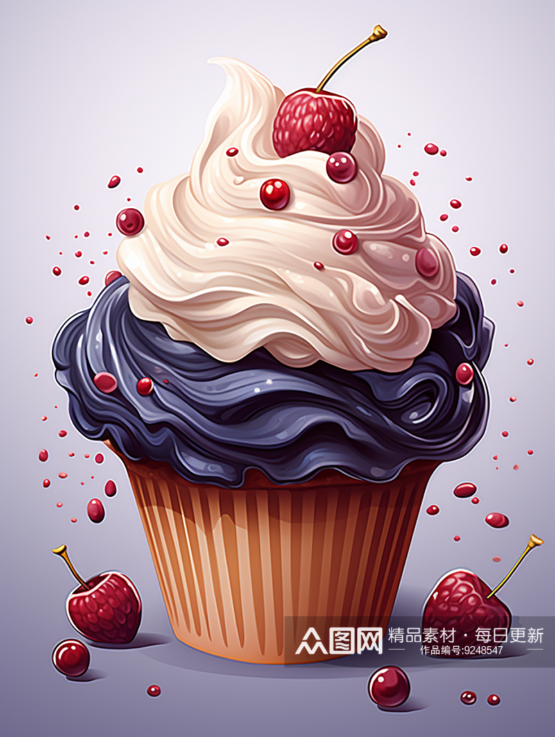 数字艺术蓝莓糕点图片素材