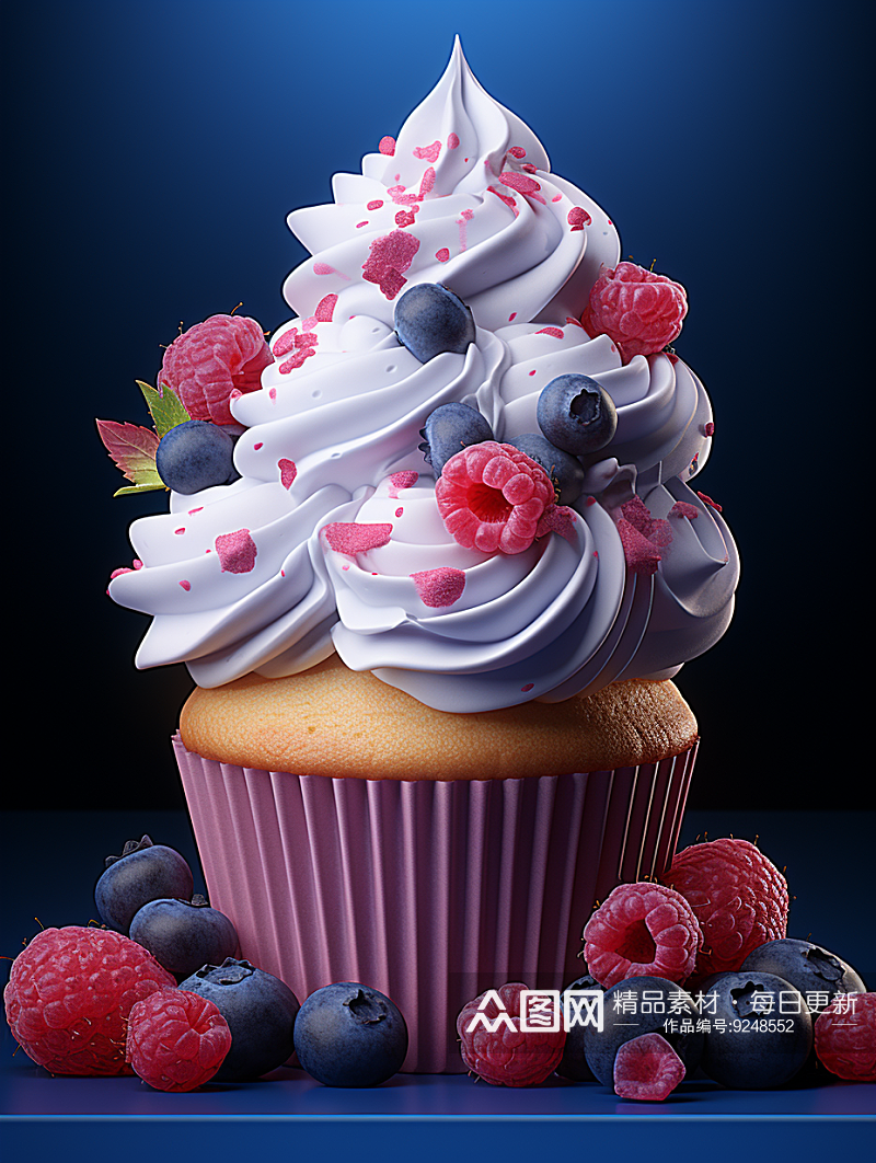 数字艺术蓝莓糕点图片素材