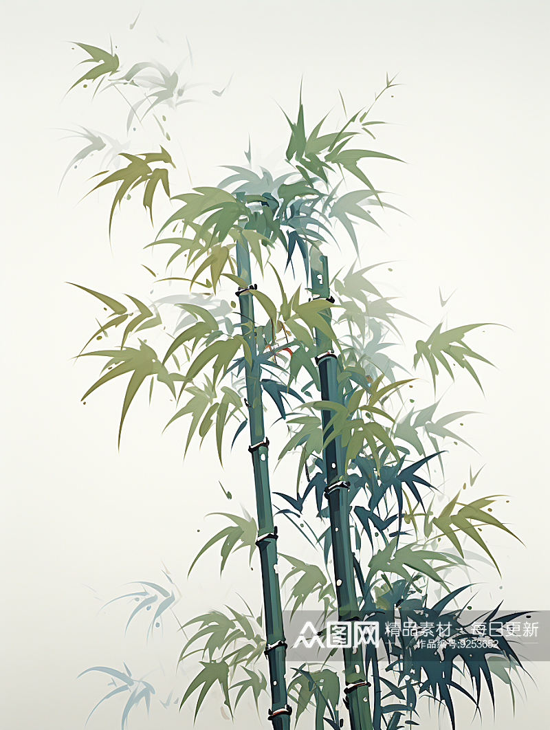 简约漂亮的绿竹植物素材