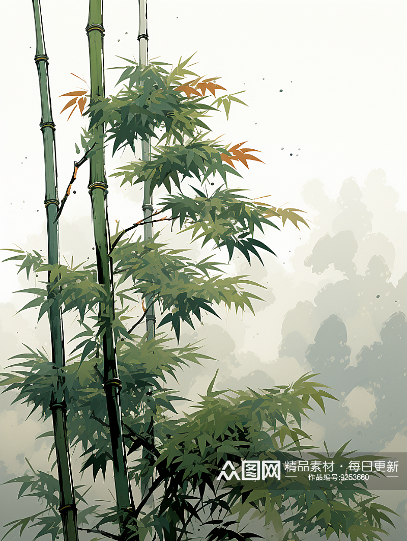 简约漂亮的绿竹植物素材