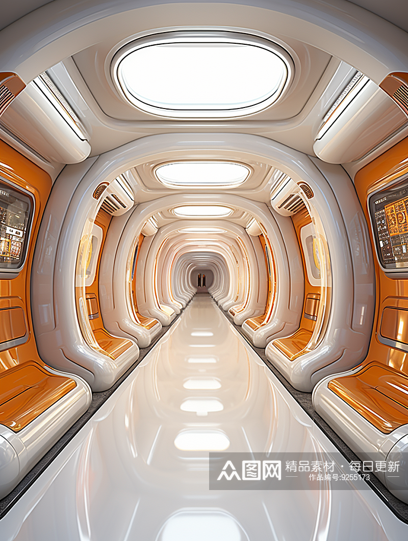 科技感太空舱走廊背景素材