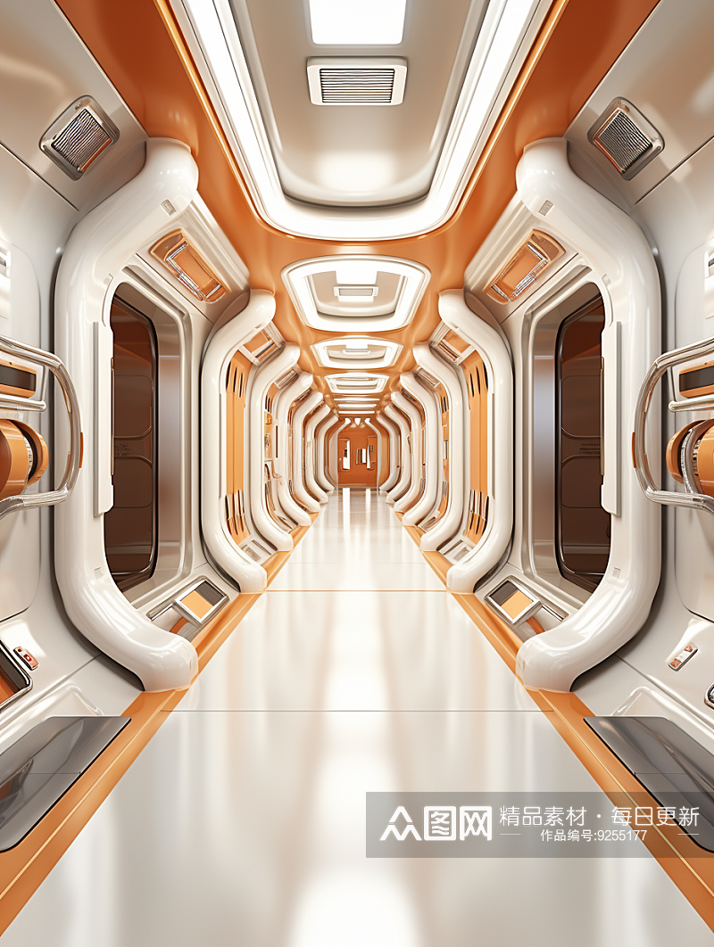 科技感太空舱走廊背景素材