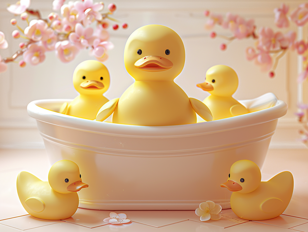 可爱的黄色小鸭子背景素材
