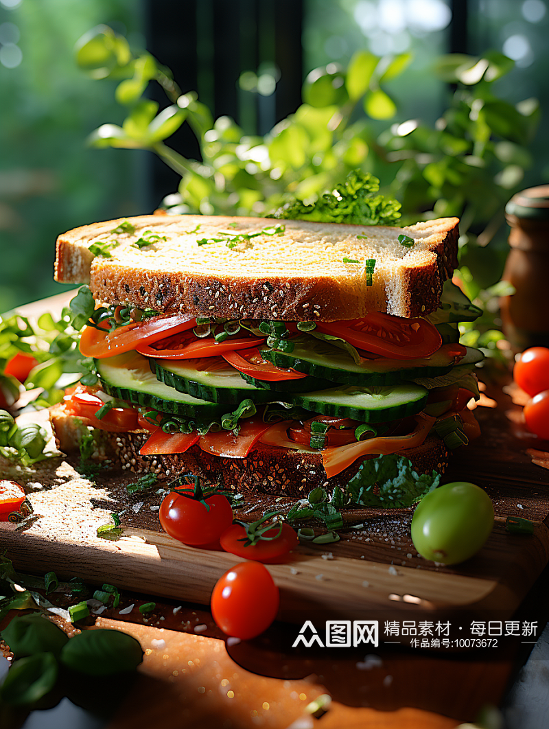 美味的快餐三明治美食素材